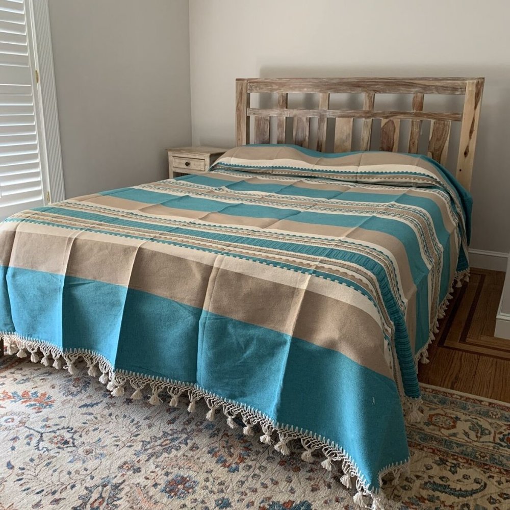 Hand Loom Queen Size Cotton Bedspread.